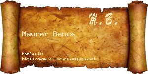 Maurer Bence névjegykártya